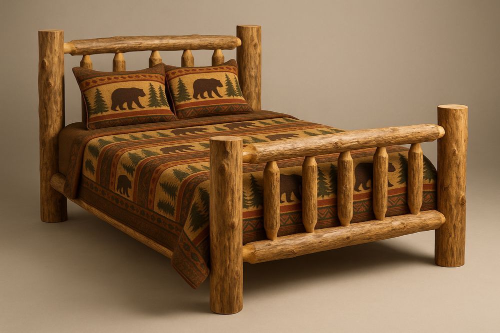 Massiivipuiset kingsize-vuode karhukuviolla-lumiaurorahaven