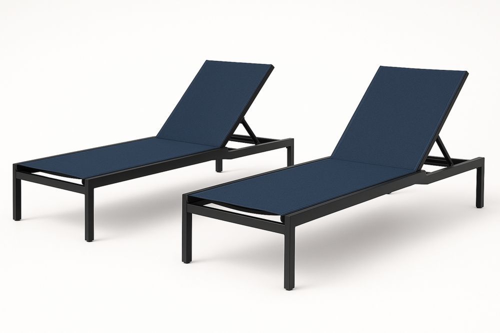 Metallinen aurinkotuoli sininen musta, 2 kpl-lumiaurorahaven