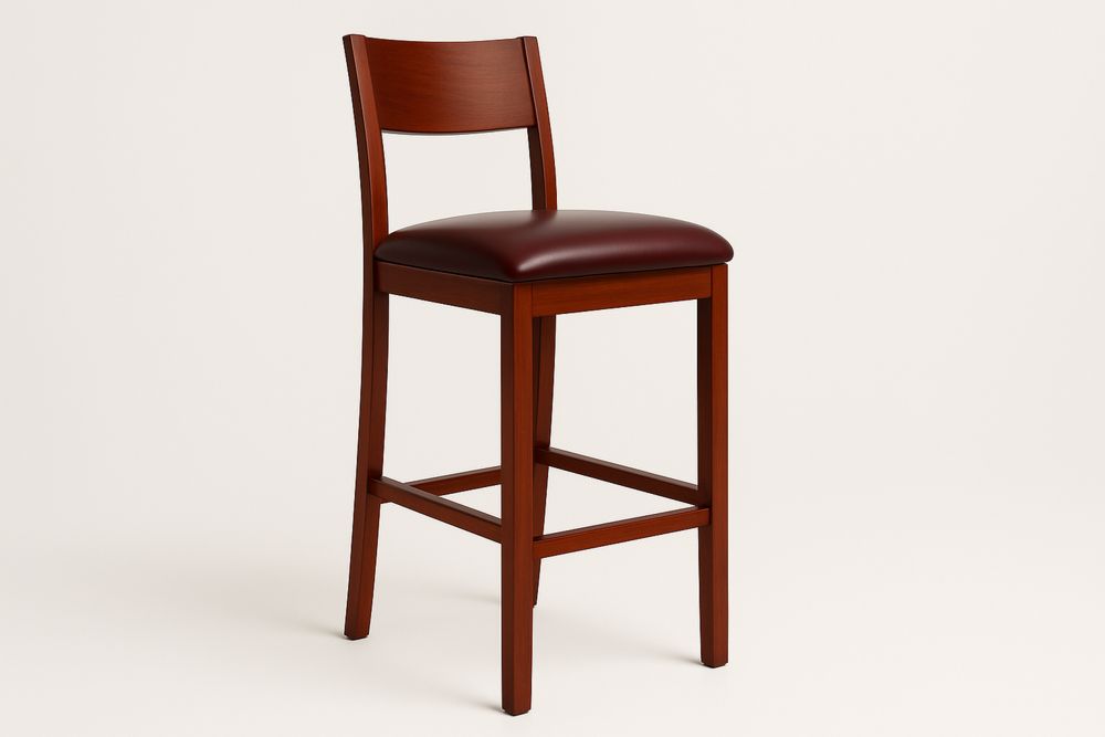 Puurunkoinen baarituoli nahkaistuimella, ruskea-lumiaurorahaven