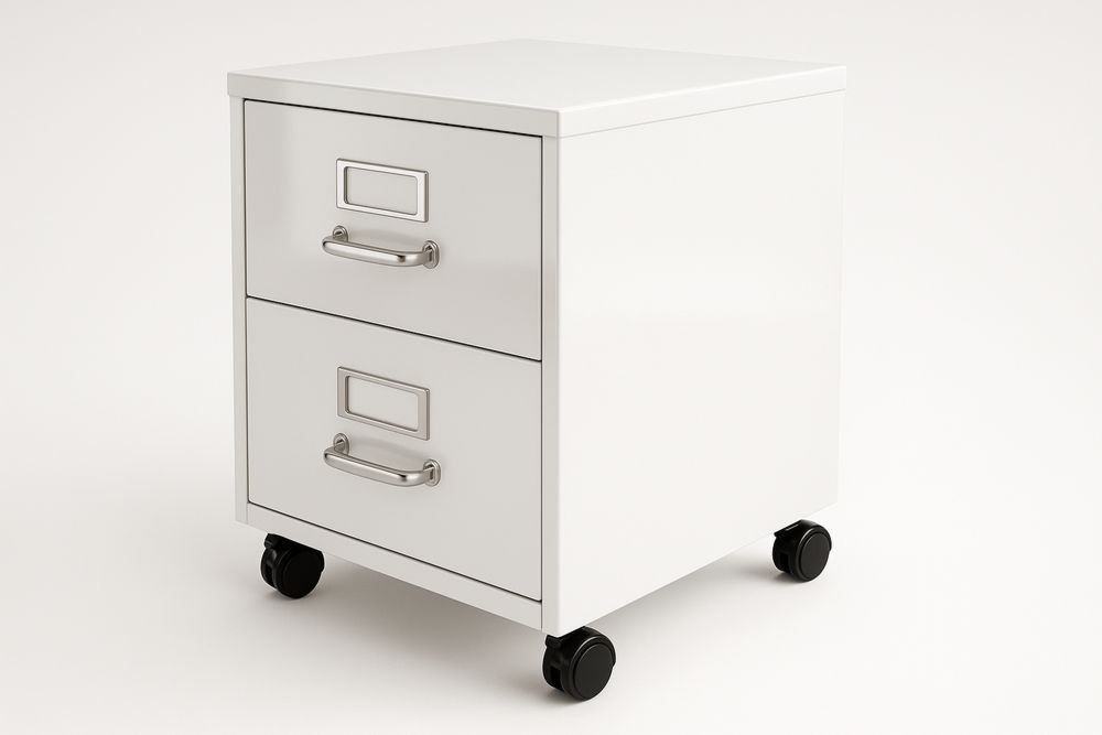 Kaksilaatikkoinen valkoinen teräslaatikosto pyörillä-lumiaurorahaven