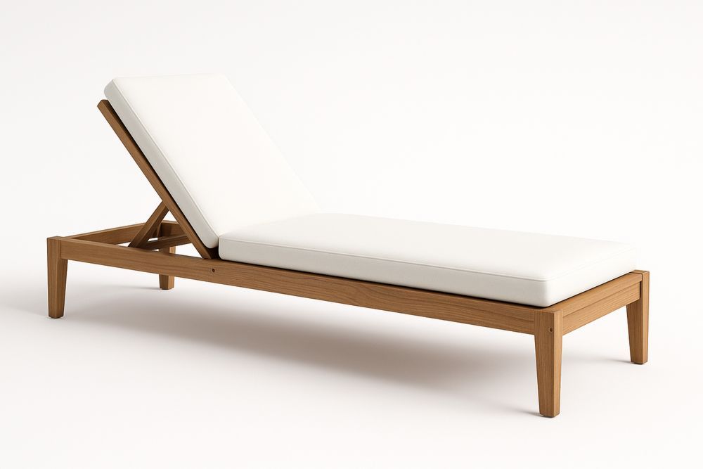 Säätöselkänojainen ulkolepotuoli tiikki/polyesteri valkoinen-lumiaurorahaven