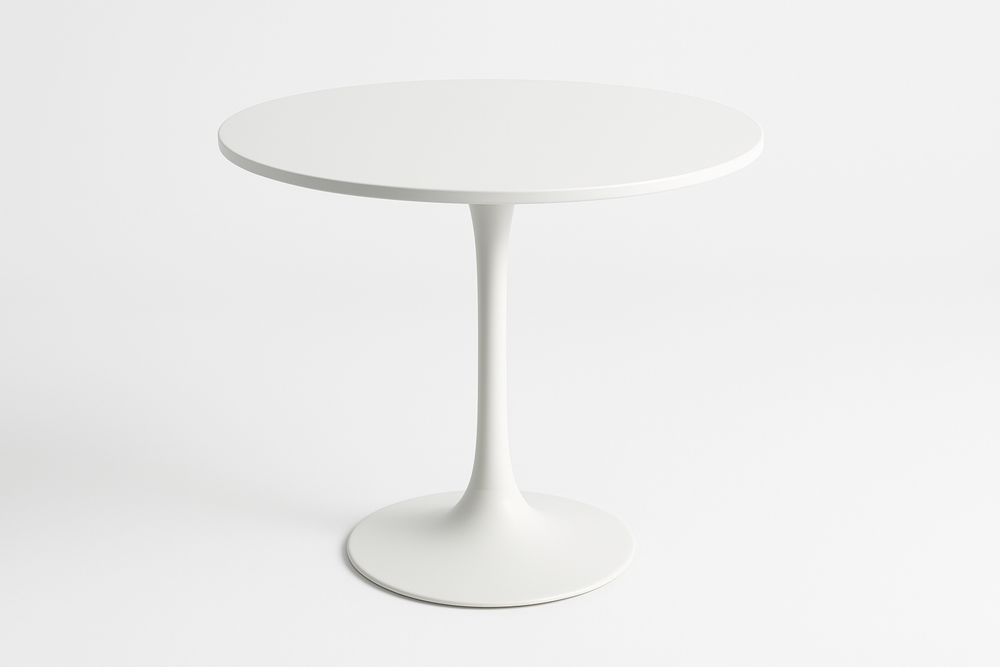 Pyöreä valkoinen pöytä MDF/metalli-lumiaurorahaven