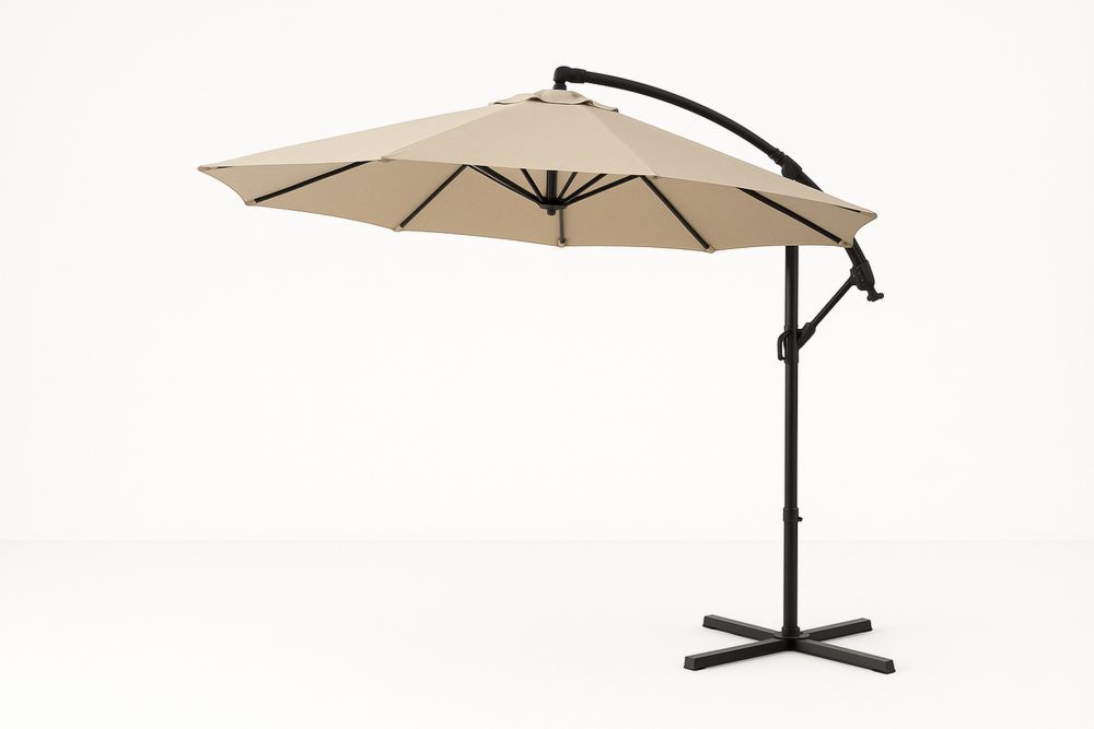 Säädettävä alumiini- ja polyesteriterassivarjo 3 m, beige-lumiaurorahaven