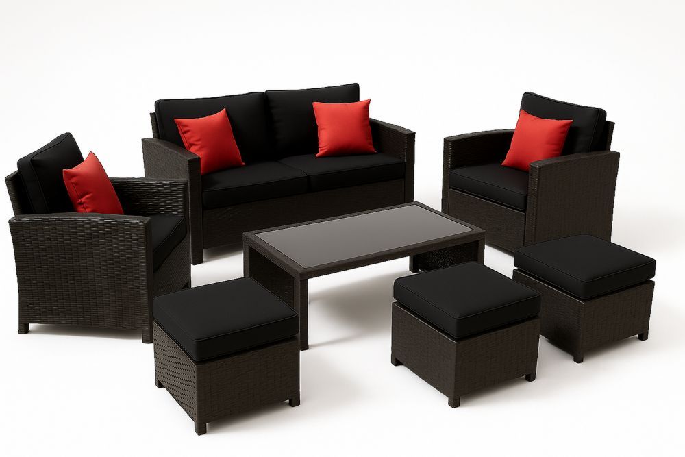 Polyrottinki Sohvakalustesarja Pöydällä ja Pehmusteilla-lumiaurorahaven