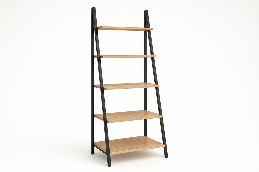 5-tasoinen metallinen ja puinen tikashylly-lumiaurorahaven