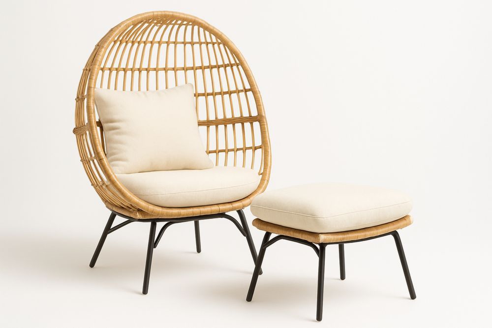 Rottinkituoli ja Jakkara setti teräsrunko-lumiaurorahaven