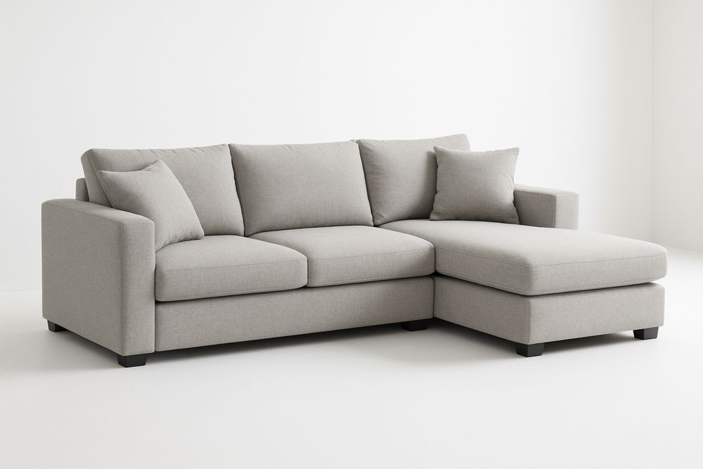 Vaaleanharmaa kangas kulmasohva massiivipuu-lumiaurorahaven