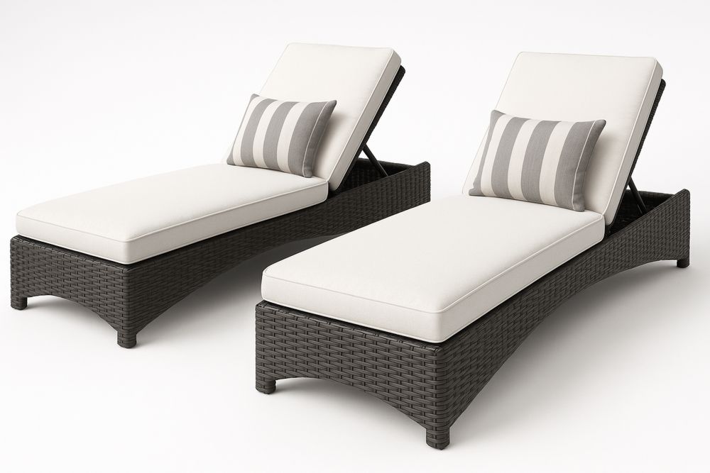 Polyrottinki aurinkotuolipari säädettävä selkänoja valkoinen/musta 196x66x22 cm-lumiaurorahaven