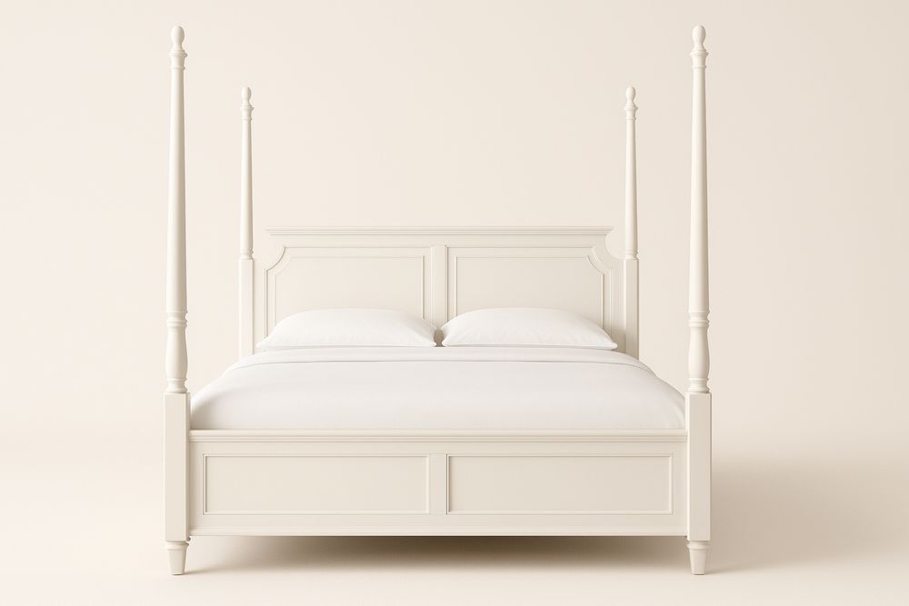 Puinen neljän pylvään sänky valkoinen 200 cm x 160 cm-lumiaurorahaven