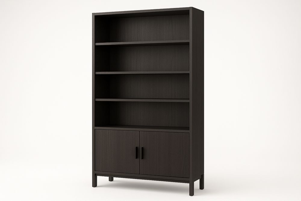 Musta melamiinipinnoitettu kirjahylly MDF 200x80x30 cm-lumiaurorahaven