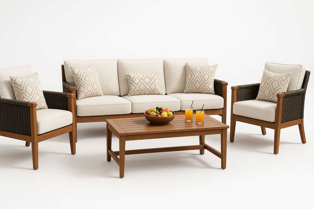 Akaasiapuu ja polyrottinki terassikalustesetti valkoinen-lumiaurorahaven