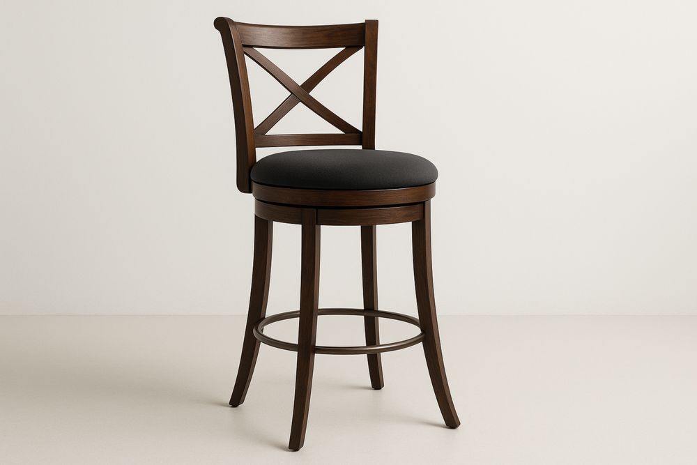 Puisen baarituoli mustalla istuimella 108cm-lumiaurorahaven