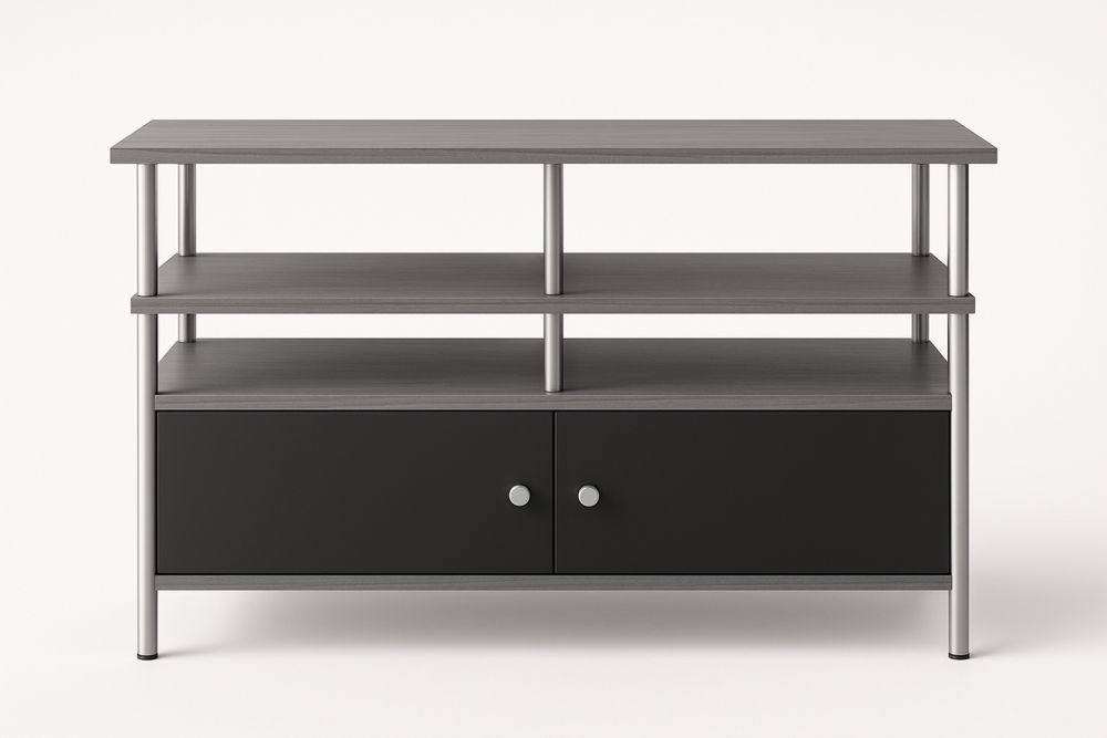 TV-taso kaksitasoinen hylly MDF teräs harmaa/musta 100 cm-lumiaurorahaven