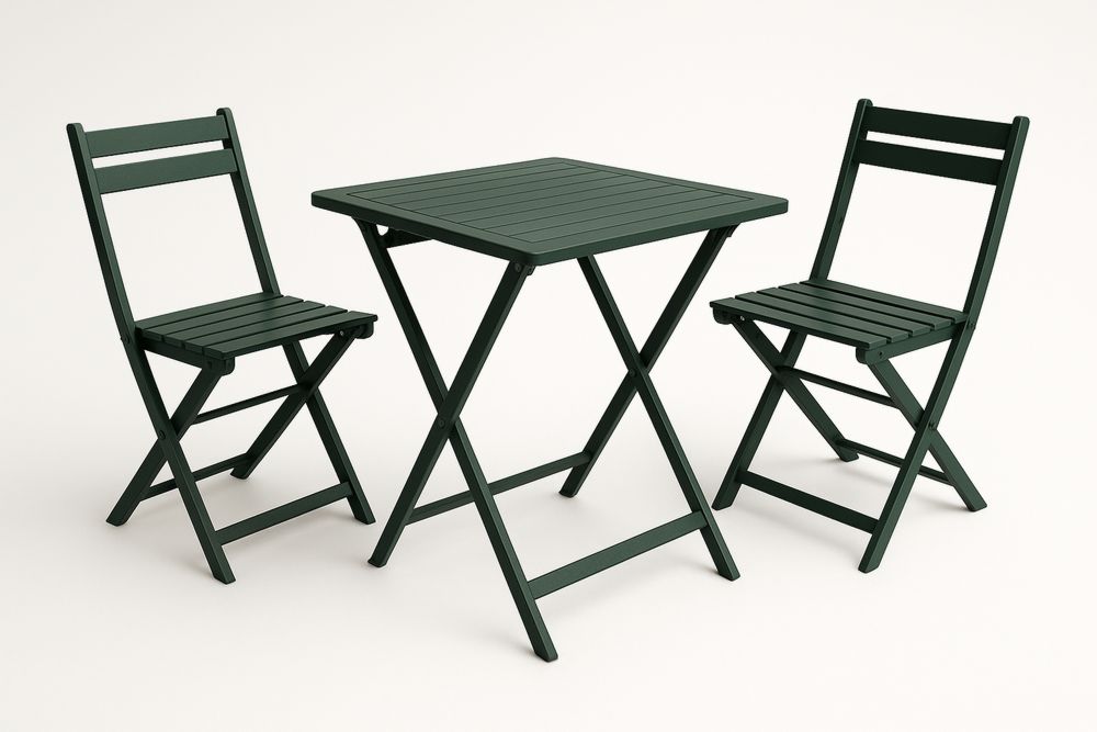 Metallinen ulkokalustesetti tummanvihreä-lumiaurorahaven