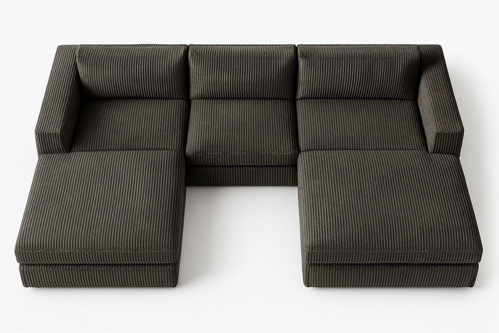 Kulmasohva vakosamettikankaalla tummanharmaa-lumiaurorahaven