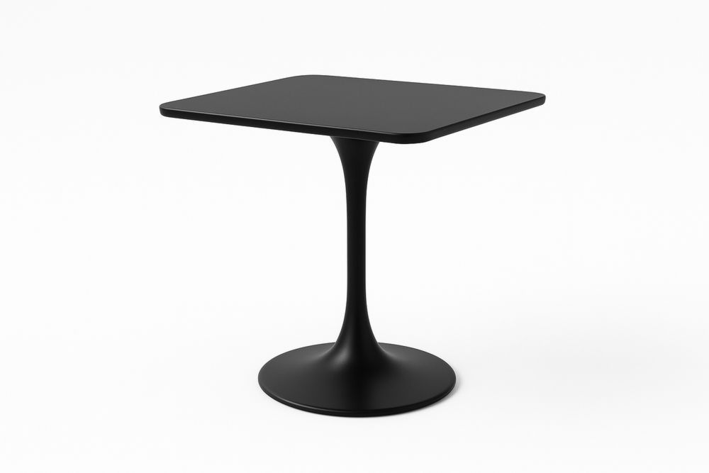 Musta Neliönmuotoinen Pöytä Teräsjalka 80x80x75cm-lumiaurorahaven