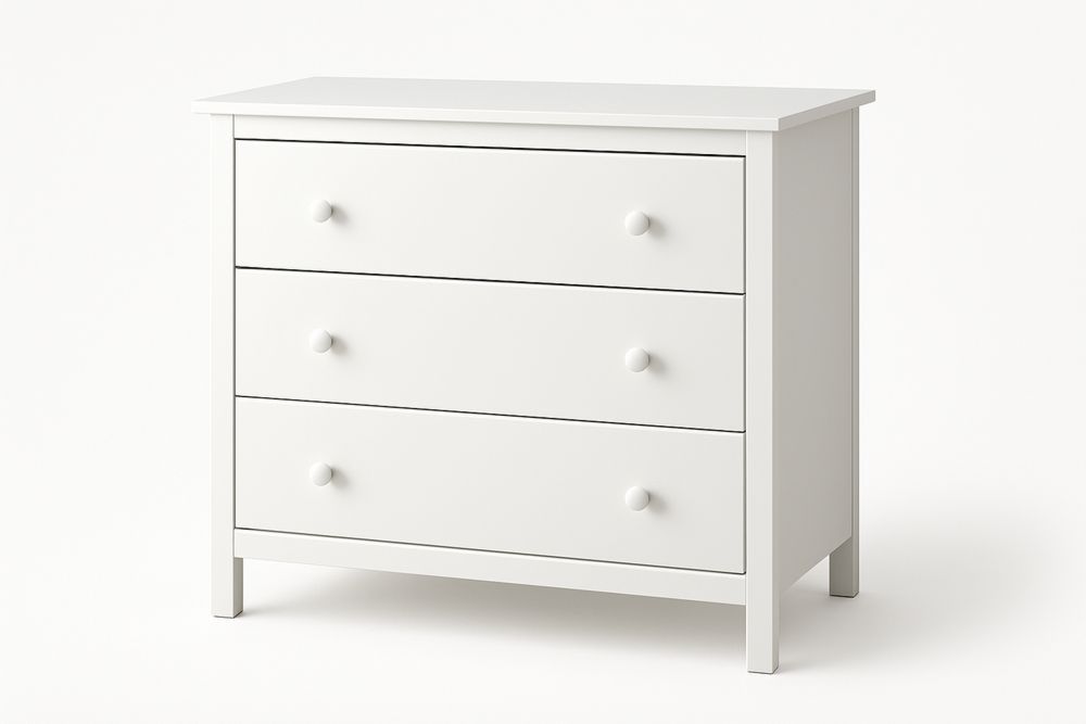 Valkoinen lastulevy-yöpöytä, 3 laatikkoa-lumiaurorahaven