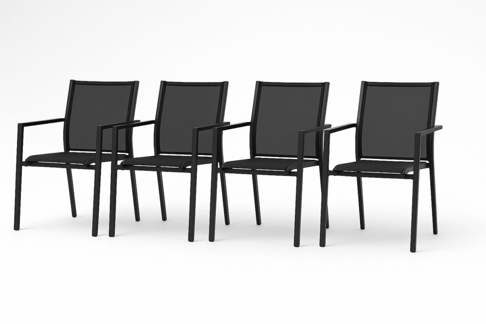 Alumiinirunkoinen Musta Tuolipaketti 4 kpl 55x58x87 cm-lumiaurorahaven