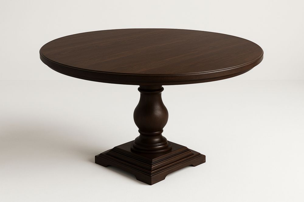 Pyöreä ruokapöytä pähkinänruskea puuta 150cm-lumiaurorahaven