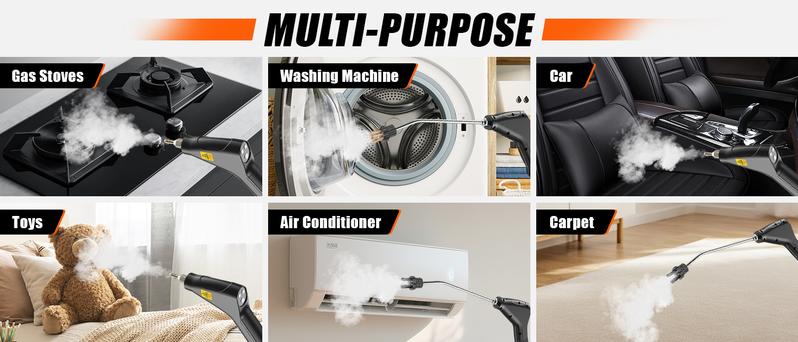 SRGARH 2500W High Pressure Steam Cleaner - Portable High Temp Power Steamer for Home Use, Kitchen Grease, Bathroom & Car Detailing