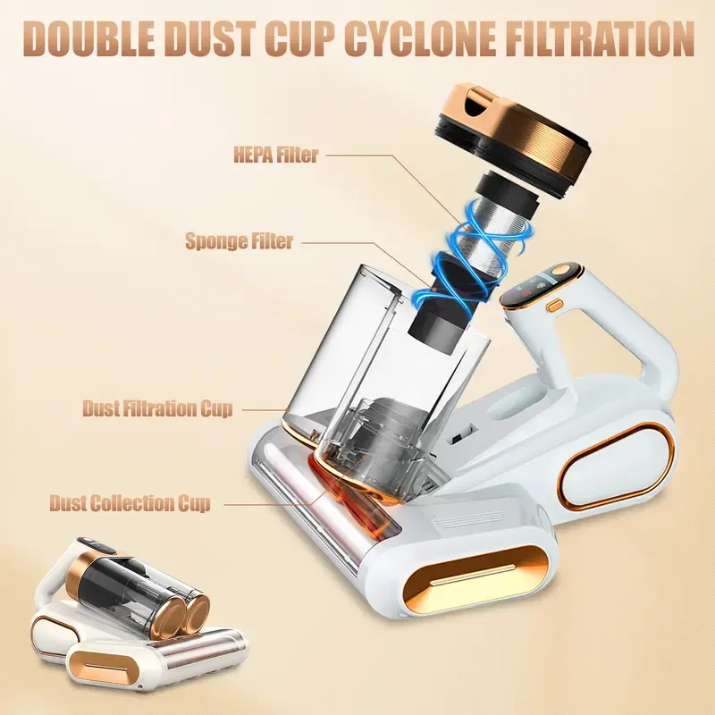 Mattress Vacuum Cleaner, Bed Vacuum with 13000pa Powerful Suction 253.7nm UV-C Light