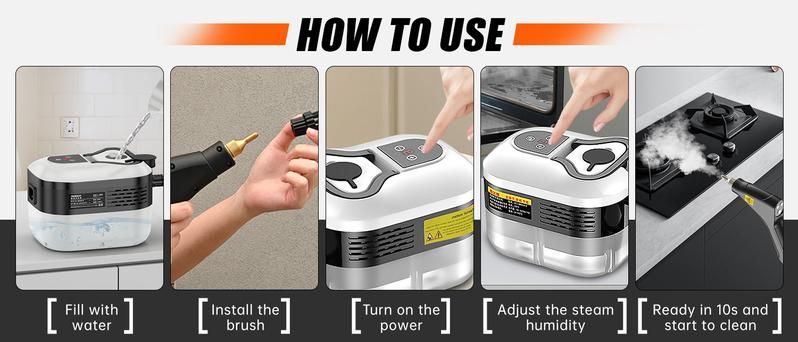 SRGARH 2500W High Pressure Steam Cleaner - Portable High Temp Power Steamer for Home Use, Kitchen Grease, Bathroom & Car Detailing