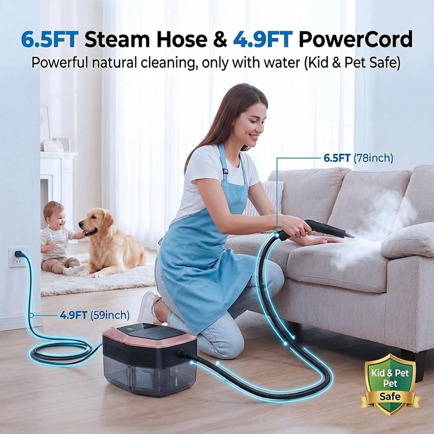 Adjustable Pressurized Steam Cleaner for Home