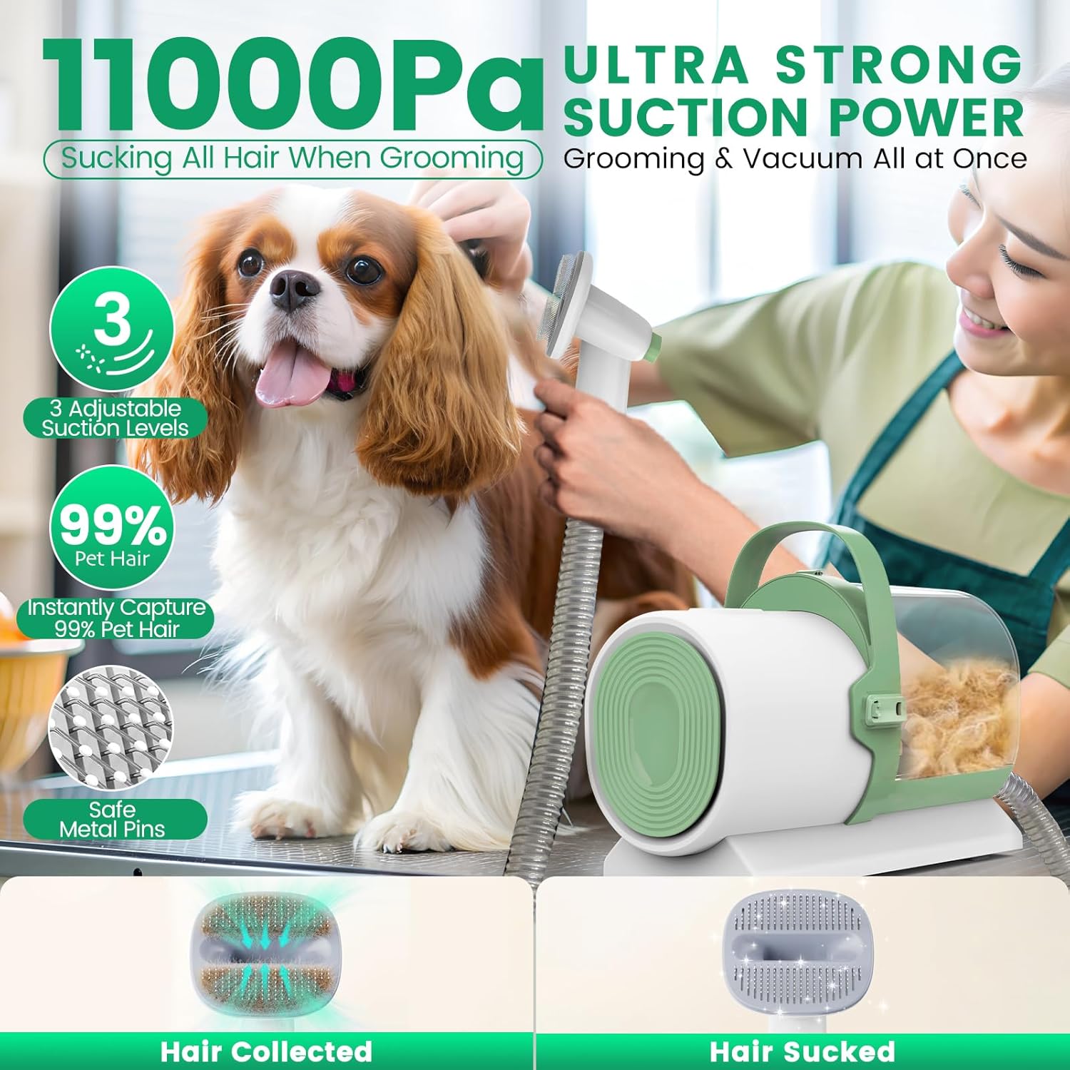 Pet Grooming Powerhouse: 7-in-1 Dog Grooming Vacuum & Clipper Kit with Nail Trimmer and 11000Pa Suction