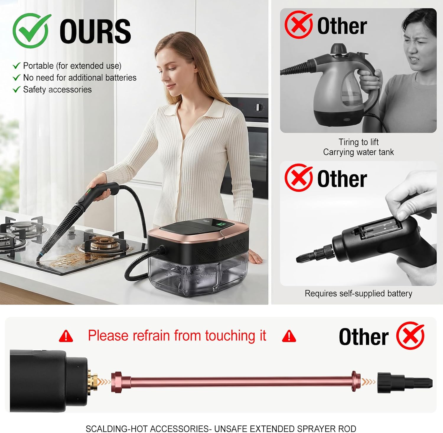 Adjustable Pressurized Steam Cleaner for Home