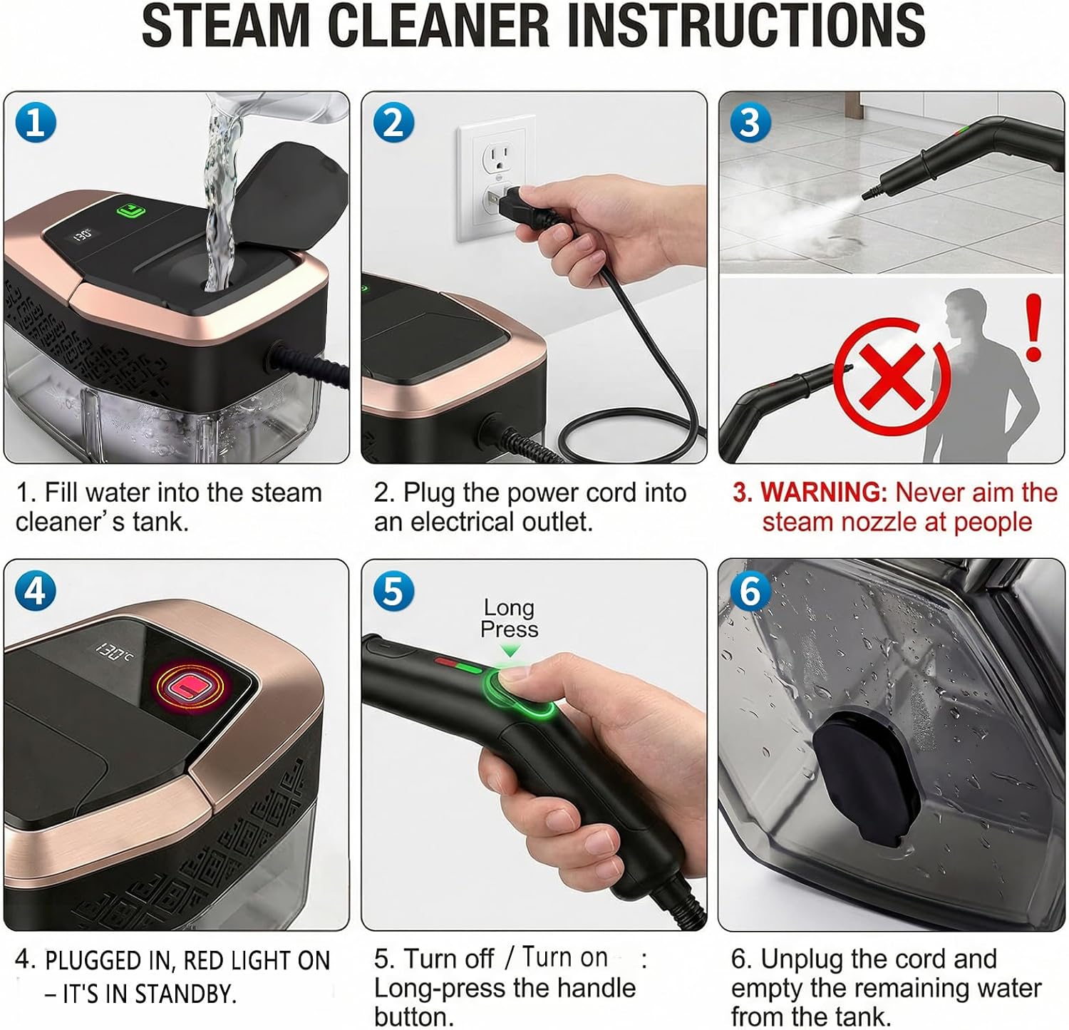 Adjustable Pressurized Steam Cleaner for Home