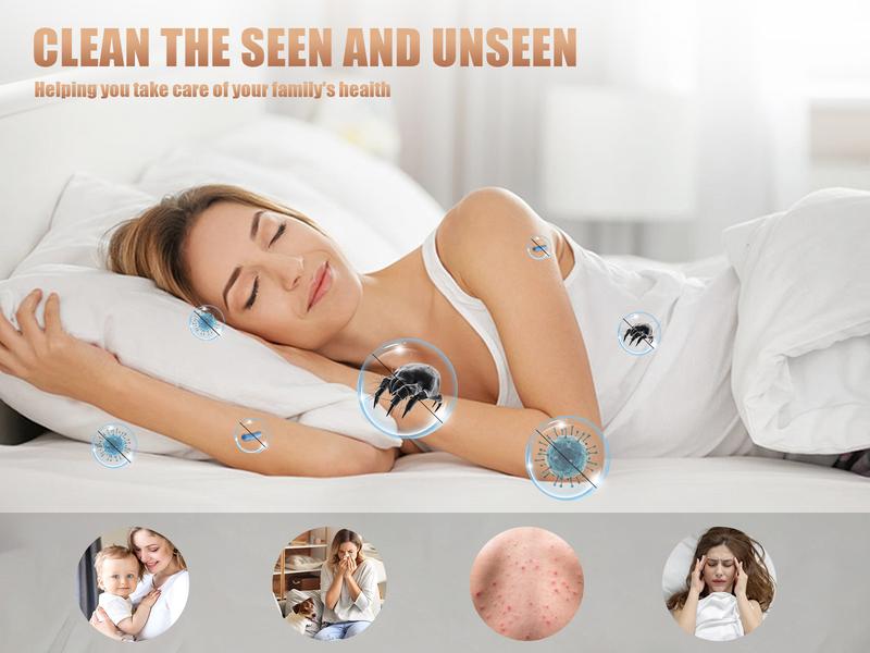 SRGARH Mattress Vacuum Cleaner, Bed Vacuum with 13000pa Powerful Suction 253.7nm UV-C Light, Ultrasonic Technology, 18000 RPM/Min Brushroll, Cordless Handheld Vacuum with Dual Bins for Dust, Pet Hair,etc Home Cleaning Machine Deep Cleaning Machine