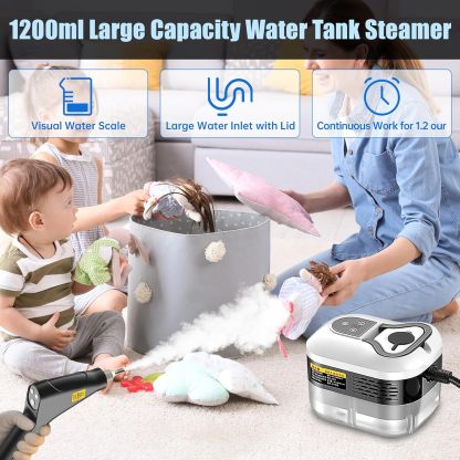 Powerful 2500W Handheld Steam Cleaner,15s Fast Heat-Up & High-Pressure Steam, 6-Level Adjustable Settings for Deep Cleaning on Floors, Kitchen, Bathroom, Car, Grout (White)