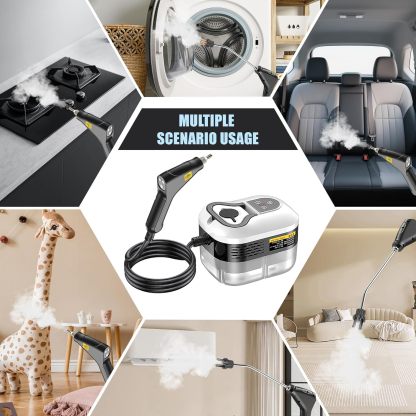 Powerful 2500W Handheld Steam Cleaner,15s Fast Heat-Up & High-Pressure Steam, 6-Level Adjustable Settings for Deep Cleaning on Floors, Kitchen, Bathroom, Car, Grout (White)