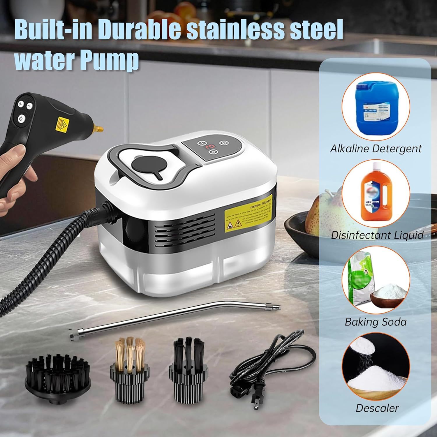 Powerful 2500W Handheld Steam Cleaner,15s Fast Heat-Up & High-Pressure Steam, 6-Level Adjustable Settings for Deep Cleaning on Floors, Kitchen, Bathroom, Car, Grout (White)