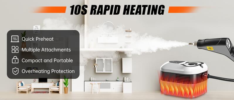 SRGARH 2500W High Pressure Steam Cleaner - Portable High Temp Power Steamer for Home Use, Kitchen Grease, Bathroom & Car Detailing