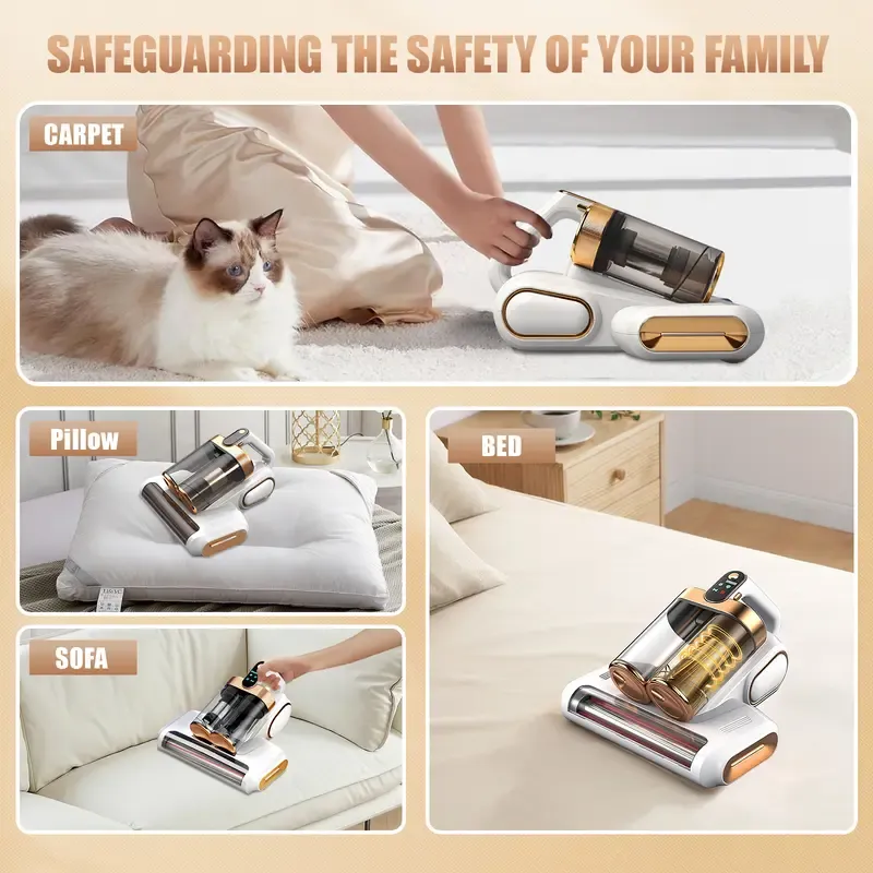 Mattress Vacuum Cleaner, Bed Vacuum with 13000pa Powerful Suction 253.7nm UV-C Light