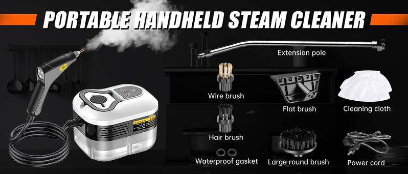 SRGARH 2500W High Pressure Steam Cleaner - Portable High Temp Power Steamer for Home Use, Kitchen Grease, Bathroom & Car Detailing