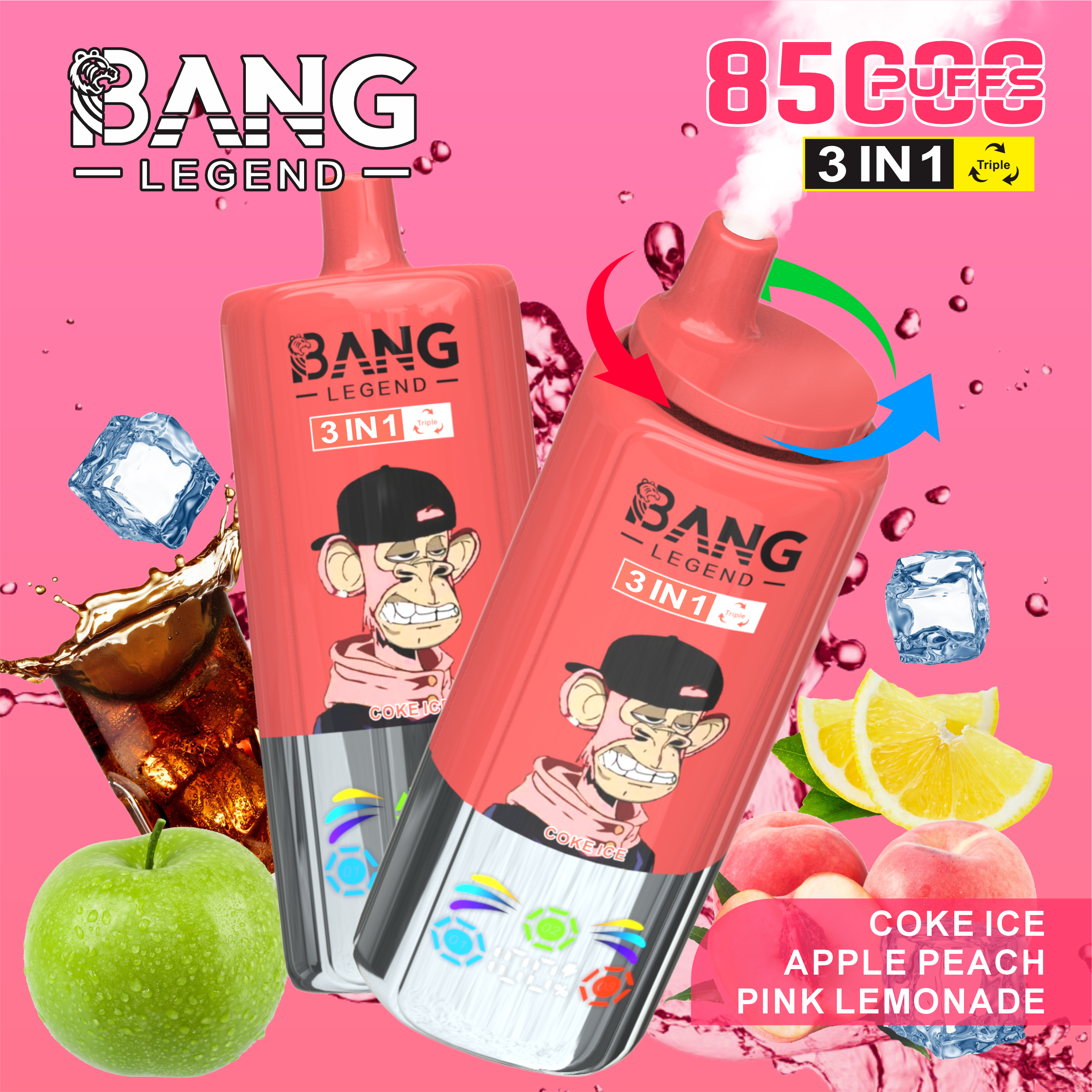 Bang Legend 85000 Puffs – 3-in-1 Switchable Flavors | 0%/2%/3%/5% Nicotine | LED Display