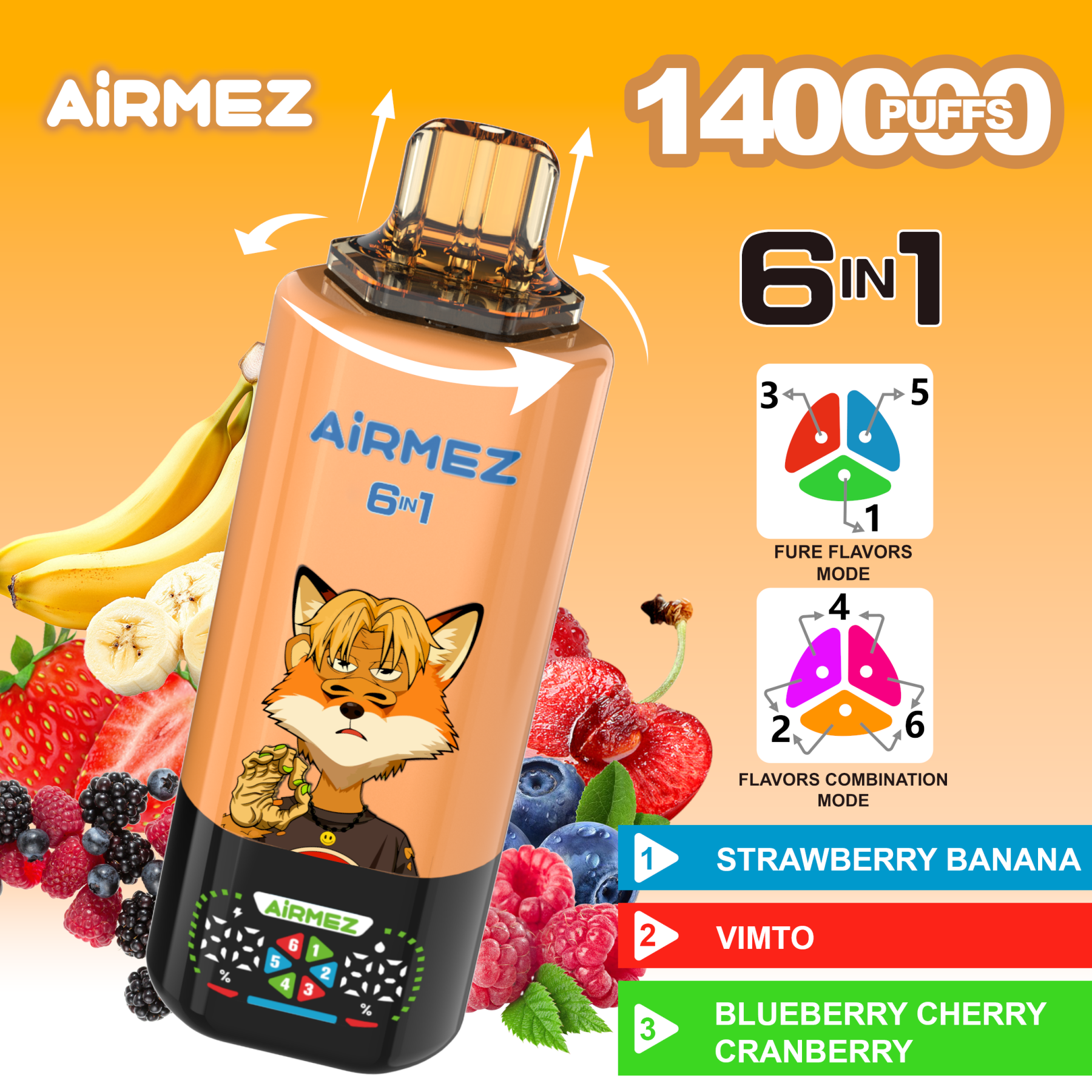 Airmez FOX 140000 Puffs 6 IN 1