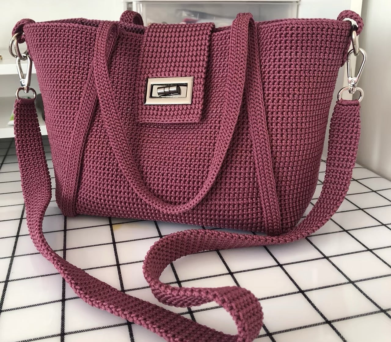 Crocheted vegetable basket bag