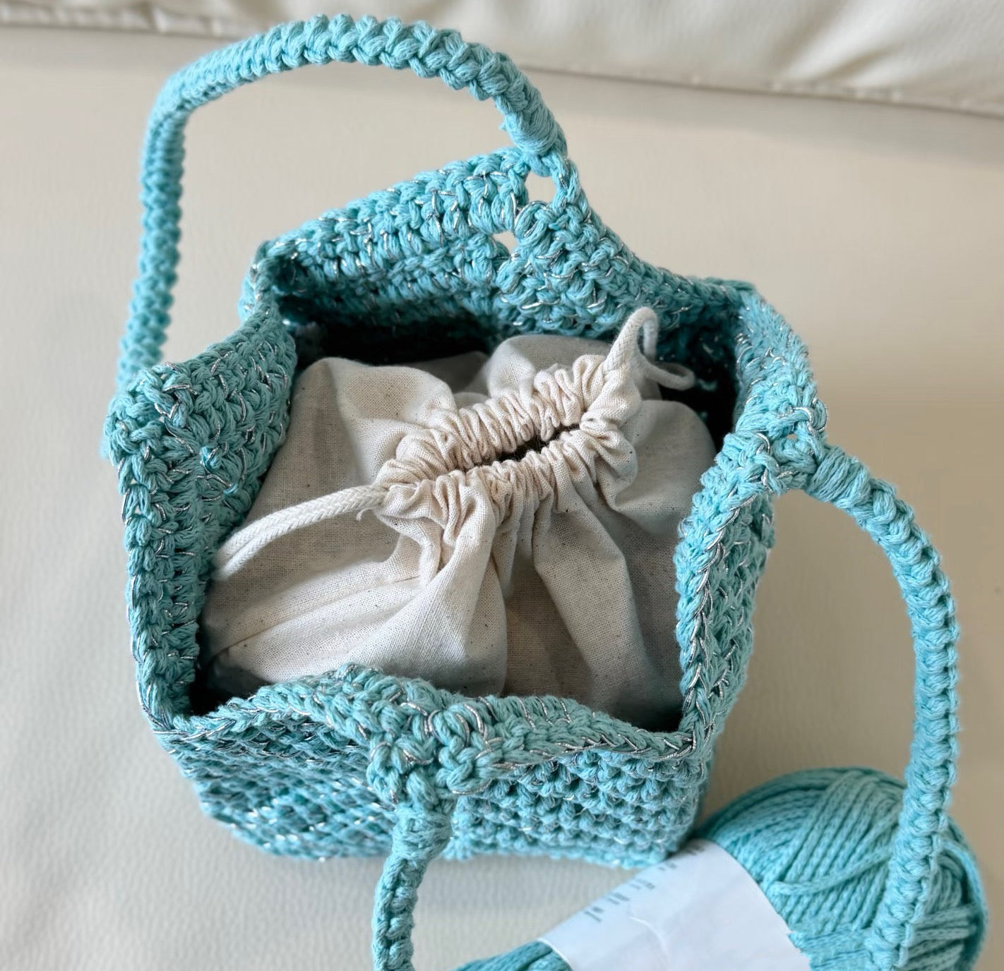 Royal blue crocheted bag
