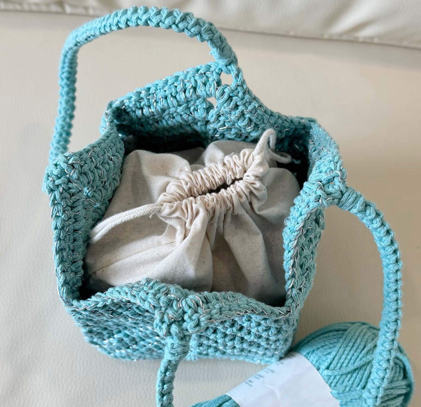 Royal blue crocheted bag