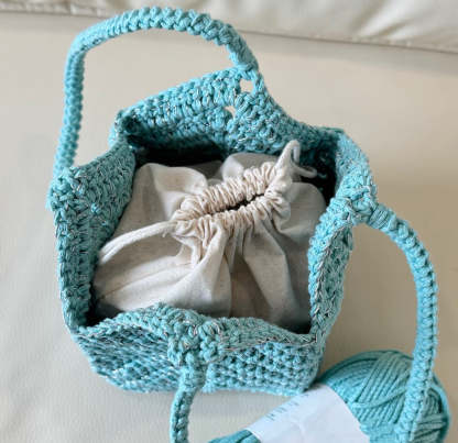 Royal blue crocheted bag