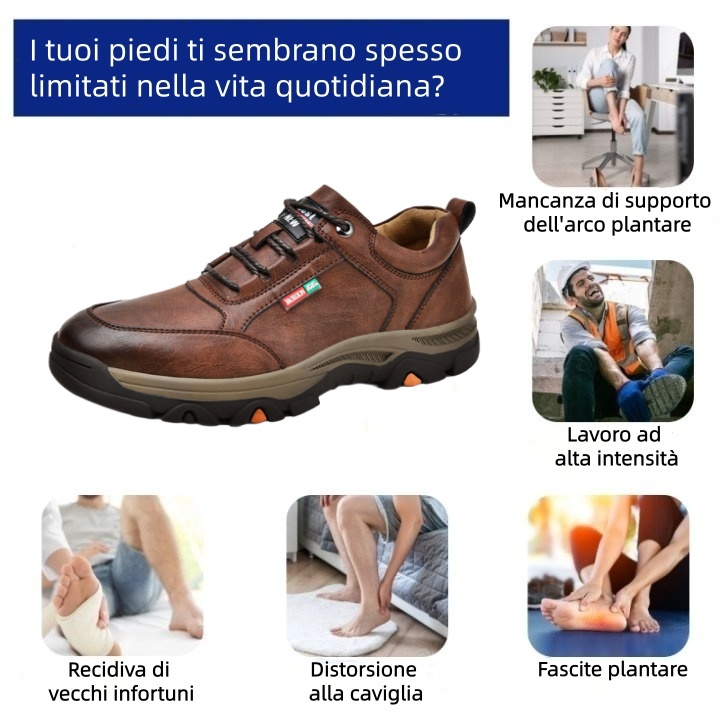 Scarpe ortopediche Linokyr® - Adatte per camminare tutto il giorno, alleviano il dolore a piedi, ginocchia e schiena - Realizzate a mano in vera pelle.