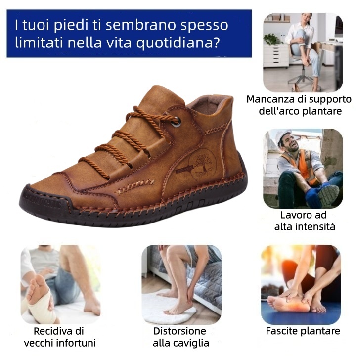 Scarpe ortopediche Linokyr® - Adatte per camminare tutto il giorno, alleviano il dolore a piedi, ginocchia e schiena - Realizzate a mano in vera pelle.