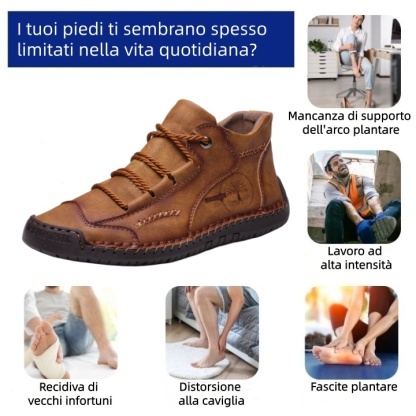 Scarpe ortopediche Linokyr® - Adatte per camminare tutto il giorno, alleviano il dolore a piedi, ginocchia e schiena - Realizzate a mano in vera pelle.
