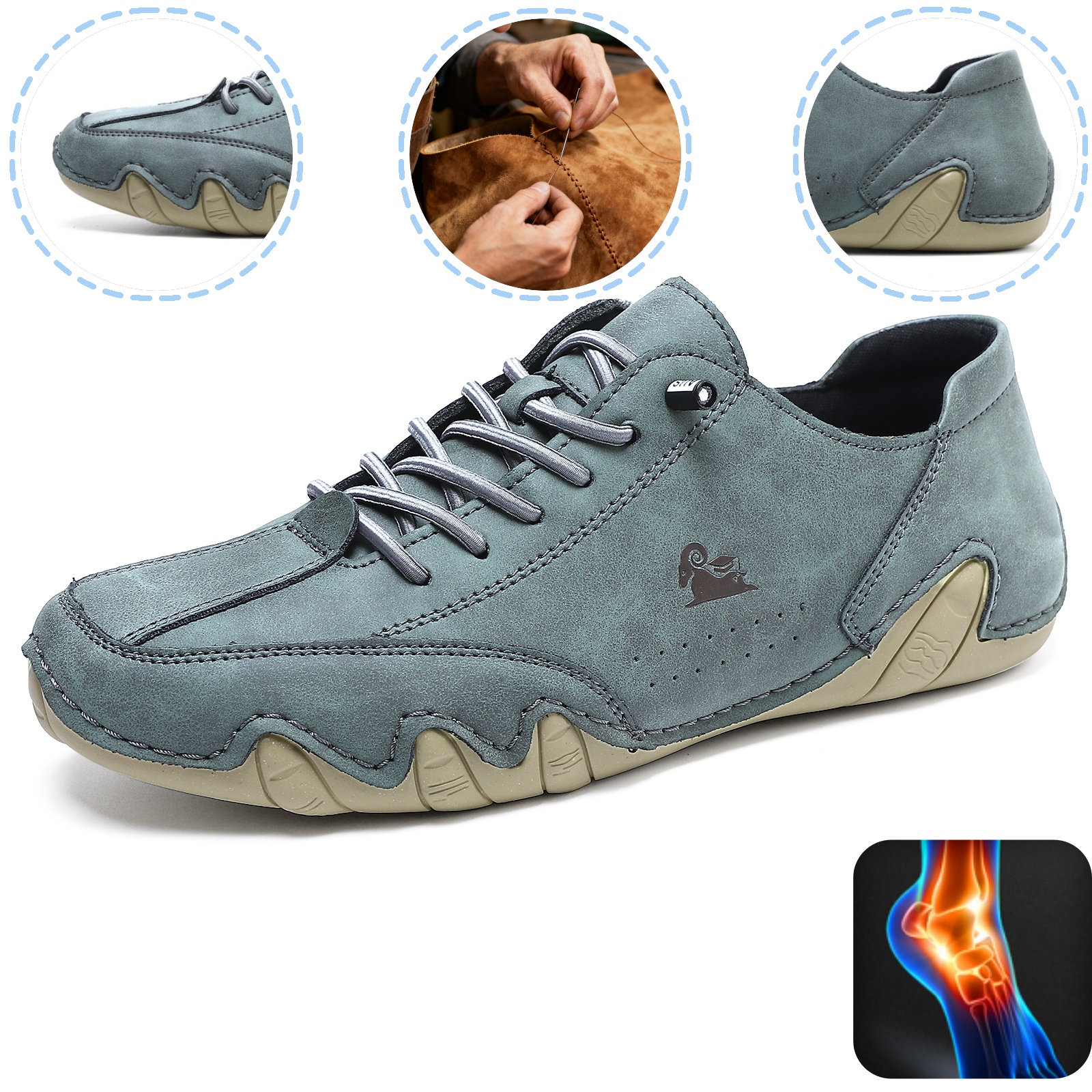 linokyr® - Scarpe ortopediche ergonomiche in pelle, impermeabili, alleviano il dolore ai piedi - unisex