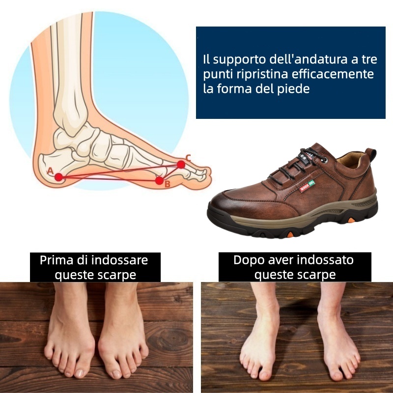 Scarpe ortopediche Linokyr® - Adatte per camminare tutto il giorno, alleviano il dolore a piedi, ginocchia e schiena - Realizzate a mano in vera pelle.