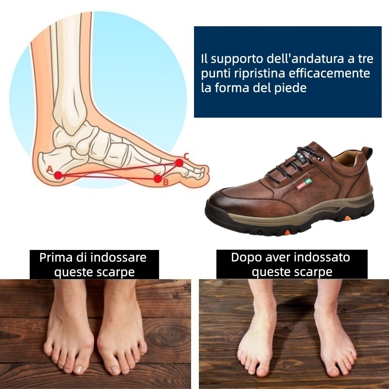 Scarpe ortopediche Linokyr® - Adatte per camminare tutto il giorno, alleviano il dolore a piedi, ginocchia e schiena - Realizzate a mano in vera pelle.