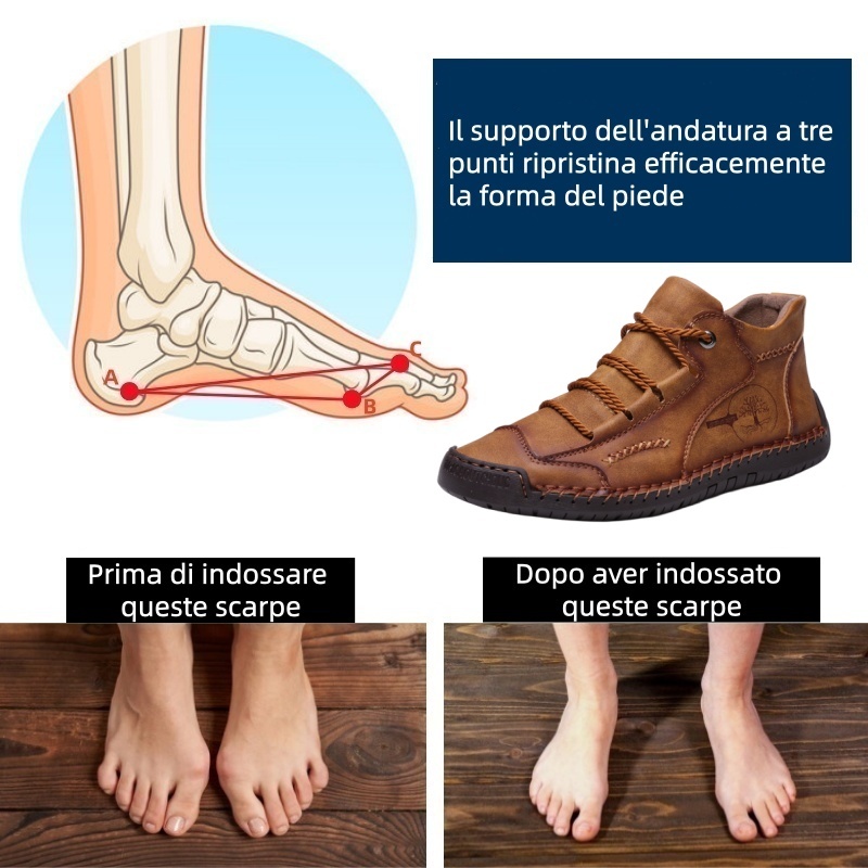 Scarpe ortopediche Linokyr® - Adatte per camminare tutto il giorno, alleviano il dolore a piedi, ginocchia e schiena - Realizzate a mano in vera pelle.